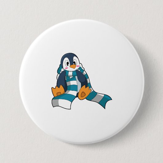 マフラーをしたペンギン 缶バッジ (正面)