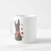 マフラーをした秋の犬 コーヒーマグカップ (正面左)