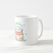 マフラーを巻いたかわいい冬のカメのデザイン コーヒーマグカップ (正面右)