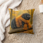 マフラーを着た秋のウールのクマの毛虫 クッション (ブランケット)