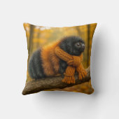 マフラーを着た秋のウールのクマの毛虫 クッション (裏面)