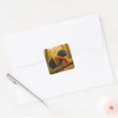 マフラーを着た秋のウールのクマの毛虫 スクエアシール (封筒)