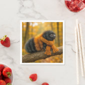 マフラーを着た秋のウールのクマの毛虫 スタンダードカクテルナプキン (インサイチュ)