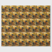 マフラーを着た秋のウールのクマの毛虫 ラッピングペーパー (フラット)