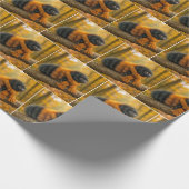 マフラーを着た秋のウールのクマの毛虫 ラッピングペーパー (角)