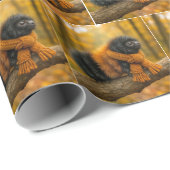 マフラーを着た秋のウールのクマの毛虫 ラッピングペーパー (ロールコーナー)