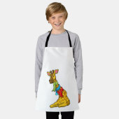 マフラー付きキリン エプロン (着用した状態)