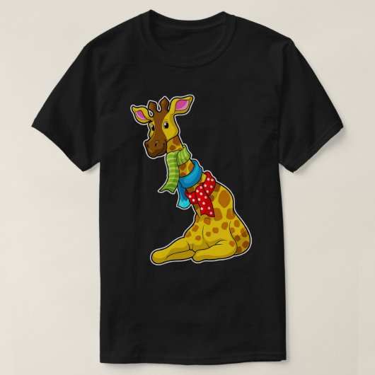 マフラー付きキリン Tシャツ (デザイン正面)