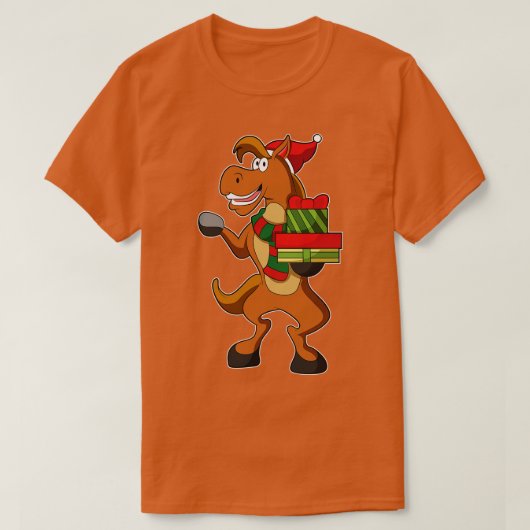 マフラー付きサンタハットギフト Tシャツ (デザイン正面)