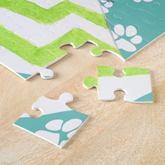 マフラー付きワイマラナーかわいい子犬のポートレートアート ジグソーパズル (側面)