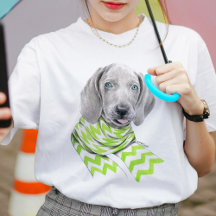 マフラー付きワイマラナーかわいい子犬のポートレートアート