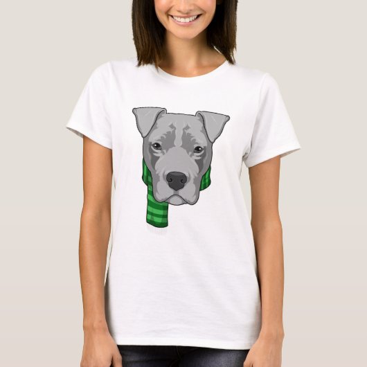マフラー付き犬 Tシャツ (正面)
