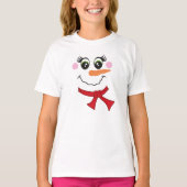 マフラー姿の雪だるまの顔のキッズTシャツ Tシャツ (正面)