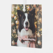 マフ縁どラとクリスマスツリーに入ったコリー ガラスオーナメント (正面左)