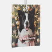 マフ縁どラとクリスマスツリーに入ったコリー ガラスオーナメント (正面右)