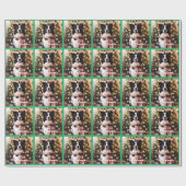 マフ縁どラとクリスマスツリーに入ったコリー ラッピングペーパー (フラット)