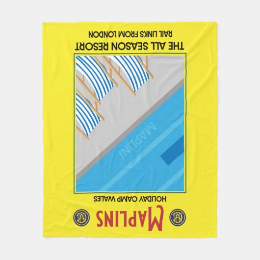 マプリンズヴィンテージブリティッシュホリデーキャンプス フリースブランケット (正面)