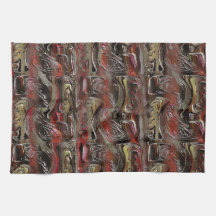 マホガニーと暗赤色に彫られた抽象芸術