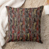 マホガニーと暗赤色に彫られた抽象芸術 クッション (ブランケット)