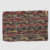 マホガニーと暗赤色に彫られた抽象芸術 ゴルフタオル (横)