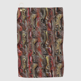 マホガニーと暗赤色に彫られた抽象芸術 ゴルフタオル