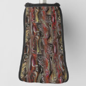 マホガニーと暗赤色に彫られた抽象芸術 ゴルフヘッドカバー (回転90)