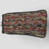 マホガニーと暗赤色に彫られた抽象芸術 ゴルフヘッドカバー (正面)