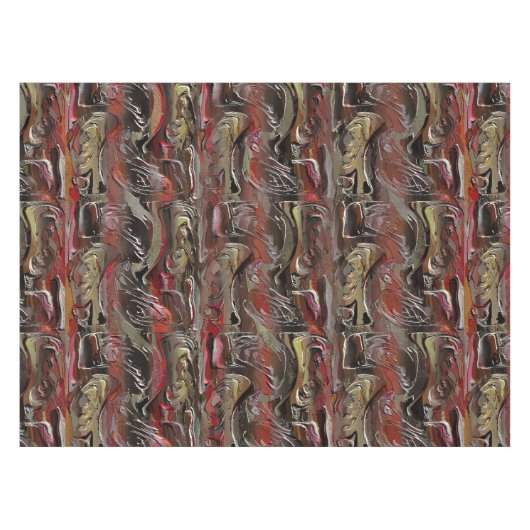 マホガニーと暗赤色に彫られた抽象芸術 テーブルクロス (正面(横))