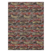 マホガニーと暗赤色に彫られた抽象芸術 テーブルクロス (正面)