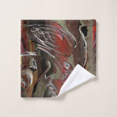 マホガニーと暗赤色に彫られた抽象芸術 バスタオルセット (ウォッシュタオル)