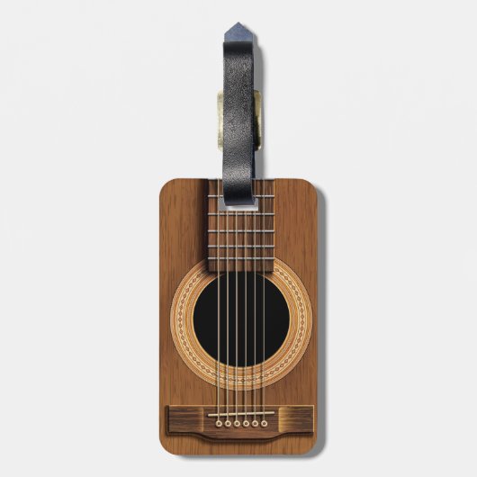 マホガニーのアコースティックギターのパーソナライズな荷物のラベル ラゲッジタグ (裏面縦)