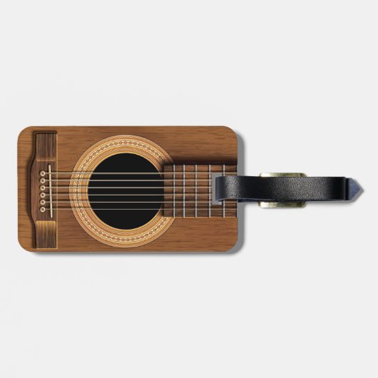マホガニーのアコースティックギターのパーソナライズな荷物のラベル ラゲッジタグ (裏面横)