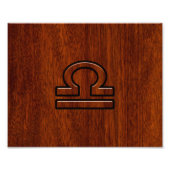 マホガニーのスタイルのプリントの天秤座の(占星術の)十二宮図の印 フォトプリント            (正面)