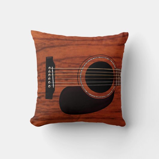 マホガニーの上のアコースティックギター クッション (正面)