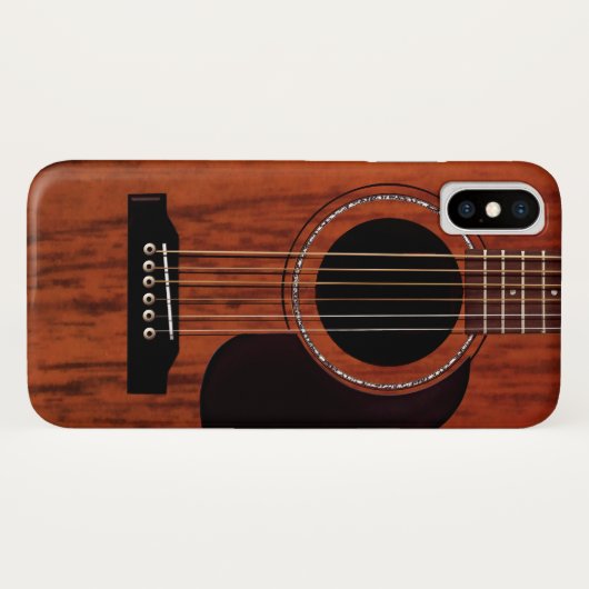 マホガニーの上のアコースティックギター Case-Mate iPhoneケース (裏面(横))
