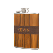 マホガニーの木と茶色の革の構造 フラスク (左)