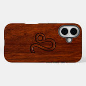 マホガニーウッドスタイルの獅子座の星座 Case-Mate iPhoneケース (裏面 (横))