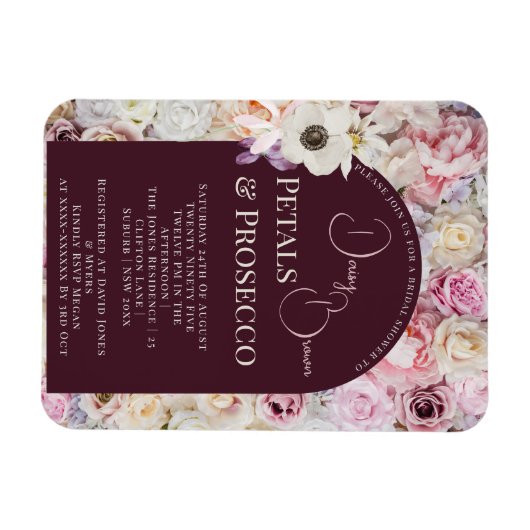 マホガニーエレガントフローラアーチサマーブライダルシャワー マグネット (横)