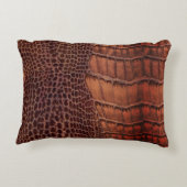 マホガニークラシックアリゲーターフェイク爬虫類レザー アクセントクッション (裏面)
