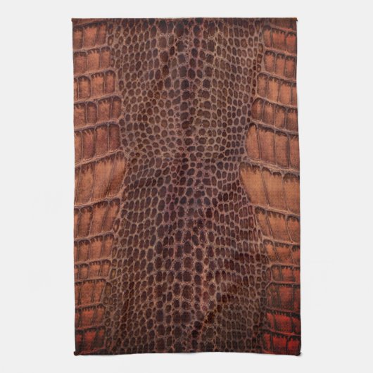 マホガニークラシックアリゲーターフェイク爬虫類レザー キッチンタオル (縦)