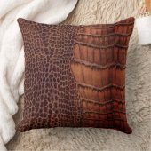 マホガニークラシックアリゲーターフェイク爬虫類レザー クッション (ブランケット)