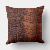 マホガニークラシックアリゲーターフェイク爬虫類レザー クッション (裏面)
