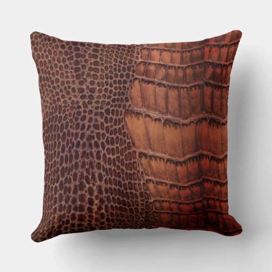 マホガニークラシックアリゲーターフェイク爬虫類レザー クッション (裏面)