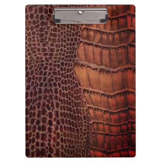 マホガニークラシックアリゲーターフェイク爬虫類レザー クリップボード (正面)