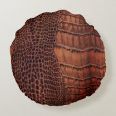 マホガニークラシックアリゲーターフェイク爬虫類レザー ラウンドクッション (裏面)