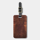 マホガニークラシックアリゲーターフェイク爬虫類レザー ラゲッジタグ (正面縦)
