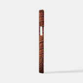 マホガニークラシックアリゲーターフェイク爬虫類レザー iPhoneケース (右側面)