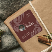 マホガニークラシックレッドエレガントダマスク結婚写真 スクエアシール