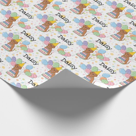 マホガニーナポリタンマスティフドッグ誕生日 ラッピングペーパー (角)