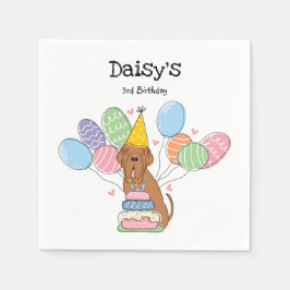 マホガニーナポリ犬の誕生日パーティー スタンダードカクテルナプキン